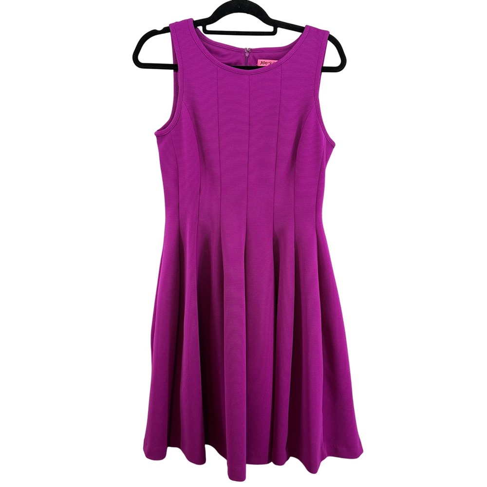 Betsey Johnson Purple Fit and Flare Dress Sleeveless Ribbed Knit Size 10